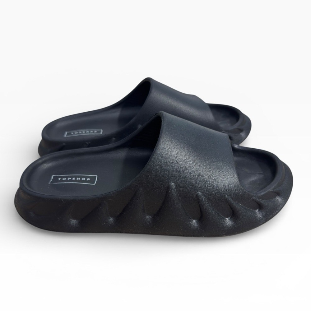 Topshop Black One Strap Slide Sandals EU 39 40 Chunky Comfort Slides US 8-9 - Picture 4 of 7